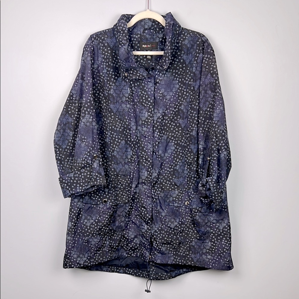 Style & Co Sport plus size XXL longline lightweight packable rain jacket